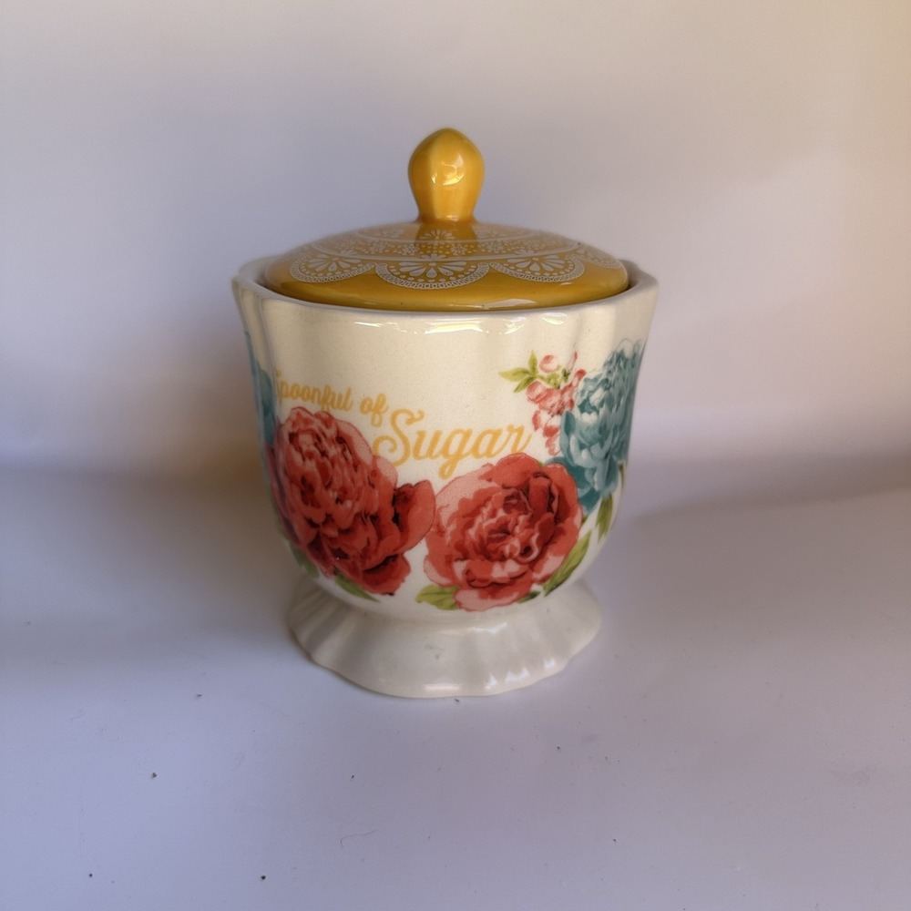 The Pioneer Woman Blossom Jubilee "SPOONFUL OF SUGAR" Sugar Bowl W/Lid Flowers